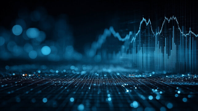 Abstract blue financial graph illustrating data analysis and trading insights - Powered by Adobe