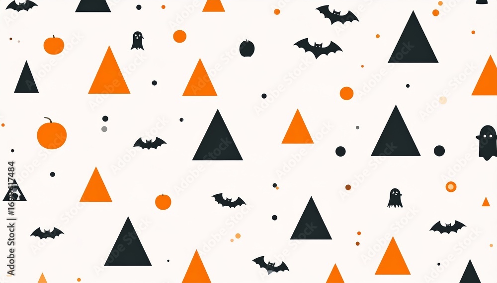 Poster abstract halloween minimalist pattern with shapes and icons
