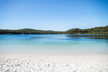 Lake Mckenzie (Boorangoora) is a perched lake on K'gari or Fraser Island in Queensland, Australia. The lake is located in the Great Sandy National Park.