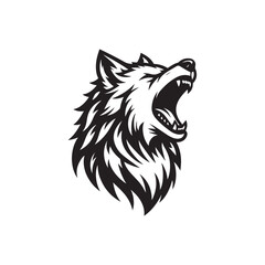 roaring wolf head vector