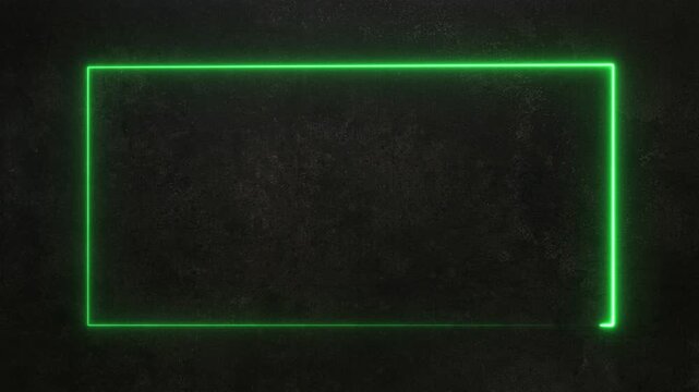 Neon green rectangle outline drawing on dark background