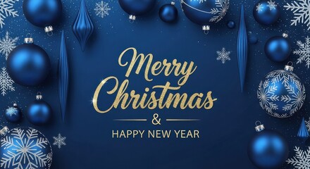 Elegant Blue Merry Christmas and Happy New Year Celebration