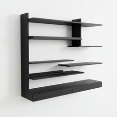 Obraz premium Modern Black Wall Shelf Unit for Contemporary Home Decor and Storage