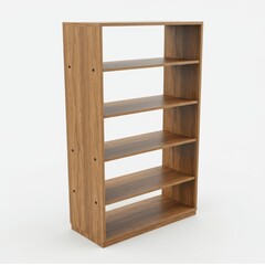 Modern Wooden Bookshelf with Open Shelves for Home or Office Use