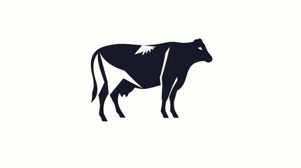 Silhouette of a cow, side view, stylized design.