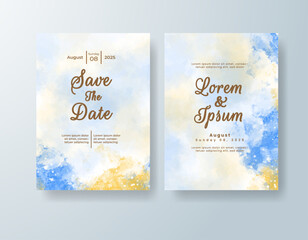 Wedding invitation with abstract watercolor background