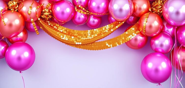 Shimmering gold sequin garland entwined with metallic balloons, festive, garland