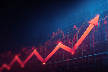 Uptrend financial chart with a rising arrow representing positive growth