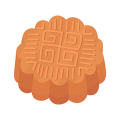 Traditional Asian mooncake for the Mid-Autumn Festival. Round mooncake with pattern. Illustration isolated on white background.