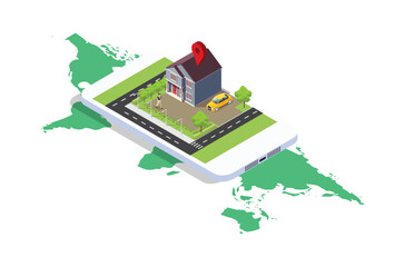 Modern design isometric illustration of Mobile Navigation. Suitable for Diagrams, Infographics, Book Illustration, Game Asset, And Other Graphic Related Assets