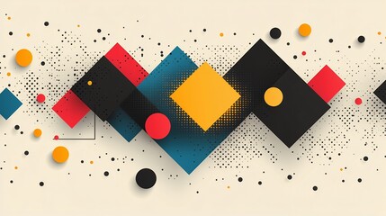 Modern abstract colorful geometric background with dots, lines, circles and triangles, flat minimal design on white, for presentation, banner or cover.