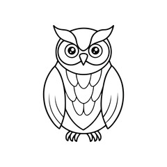 Fototapeta premium owl line art, black outline, coloring book page vector illustration