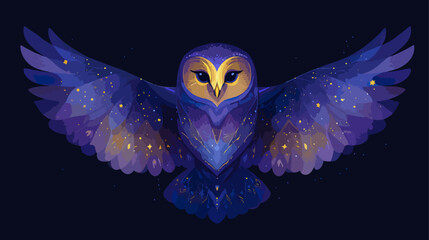 Owl with wings in night sky design