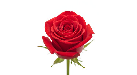 Elegant Red Rose Blossom Isolated on White Background for Romantic Designs, Valentine's Day Greetings, and Floral-themed Projects, Ideal for Creative and Commercial Applications