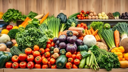Fresh colorful vegetables neatly displayed, highlighting natural abundance and healthy living.