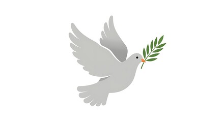 A stylized line art vector of a dove with elegant curves and flowing wings, centered on a clean white background
