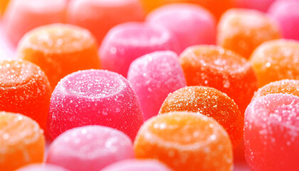 Close-Up View of Assorted Sugary Gummy Candies