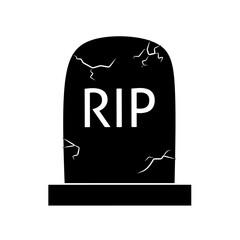 Minimalist Flat Tombstone with RIP Inscription Crack Illustration Element