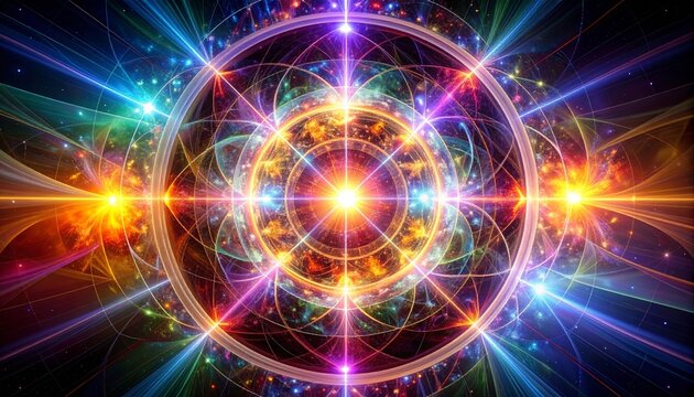 Stellar Genesis: A Symmetrical Mandala of Radiant Cosmic Light