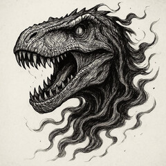 Naklejka premium A fierce Allosaurus head portrait