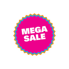 Mega Sale Sticker Design – Colorful Discount Promotion Vector Label Illustration