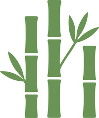 Fototapeta premium Minimalist Stylized Bamboo Stalk Grove with Leaves Illustration Graphic Element