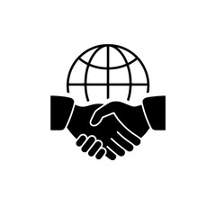 Global Partnership Icon Handshake and World Globe Illustration