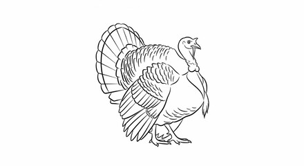 Thanksgiving Turkey Drawing Sketch Illustration.
