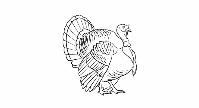Thanksgiving Turkey Drawing Sketch Illustration.