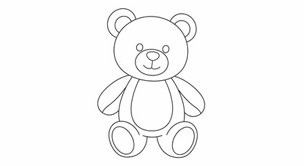 Adorable Sitting Teddy Bear Outline Drawing.