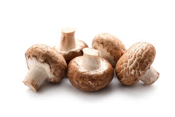 Fresh champignon mushrooms isolated on white background, closeup