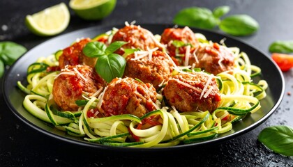 Delicious Meatballs with Zucchini Noodles