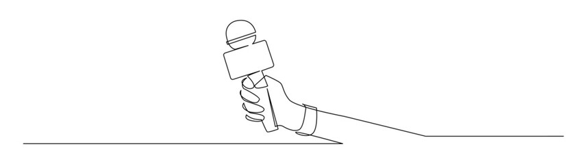 Hand Holding Microphone One-Line Drawing