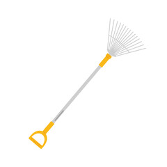 Garden rake with a long handle designed for easy leaf collection in autumn months