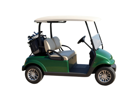Stylish Golf Cart with Clubs in Minimal Studio Setting
