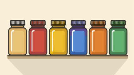 Colorful jars on shelf