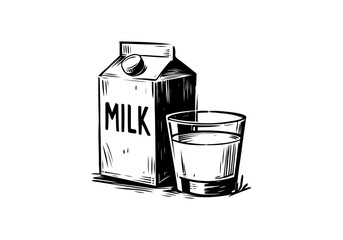 Milk hand drawn sketch vector illustration