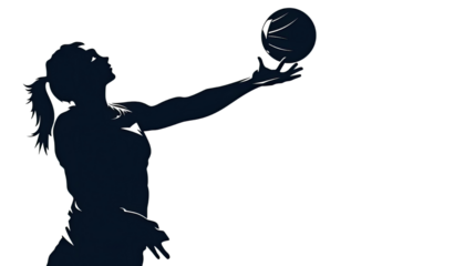 silhouette of a girl volleyball player on white background