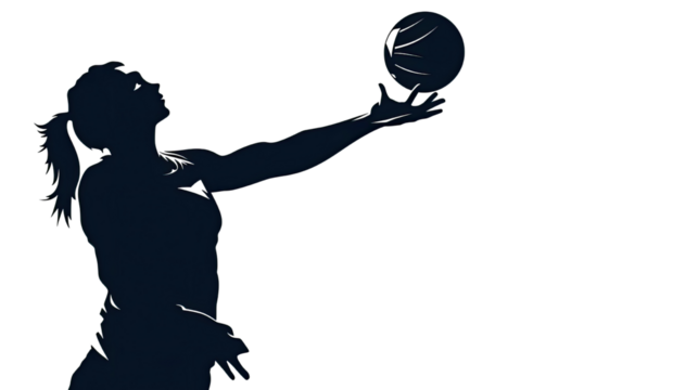 silhouette of a girl volleyball player on white background - Powered by Adobe