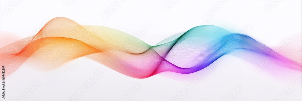 Poster colorful waves blend together in a vibrant display of smooth lines and patterns on a white backgroun