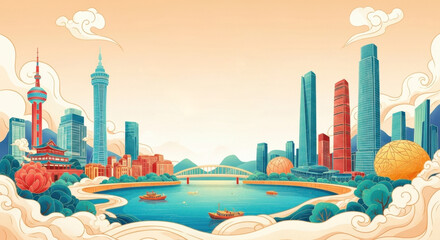The prosperous scene of the country's \trendy city\