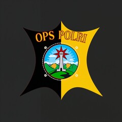 OPS POLRI Emblem with Landscape and Tower