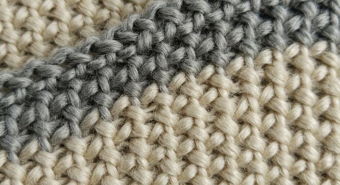 Close-up Knit Texture in Beige and Gray