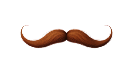 realistic brown moustache on white background