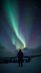 Person Admiring the Northern Lights