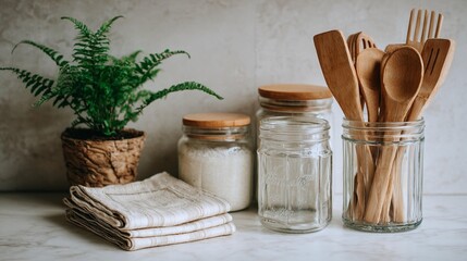 Kitchen utensils and jars