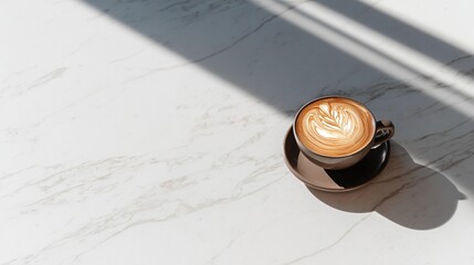 Latte art on marble surface
