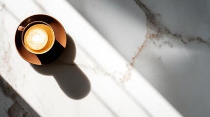 Latte cup on marble surface
