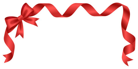 Elegant red ribbon bow with flowing streamer for festive decorations and gifts