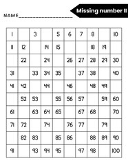 Hundreds chart poster and worksheet